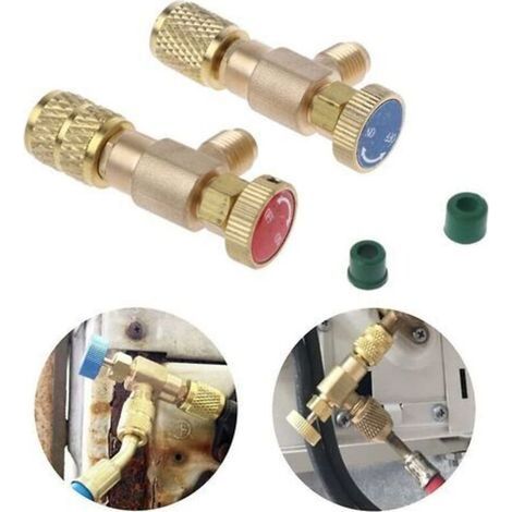 2 Pcs Remplissage Réfrigérant Soupape de Sécurité Coupleur Rapide Air Conditionné R410A R22 Connecteur Adaptateurs (1/5)