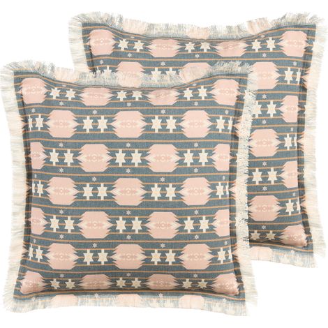 Conjunto de 2 cojines decorativos con estampado geométrico moderno 60 x 60 cm multicolor Dianthus