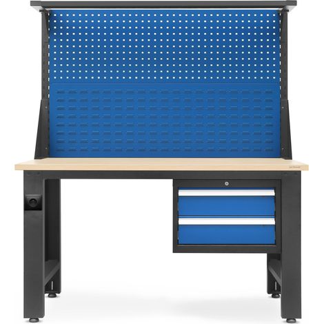 Grand établi LOGAN, 1500 x 1700 x 750 mm, bleu anthracite