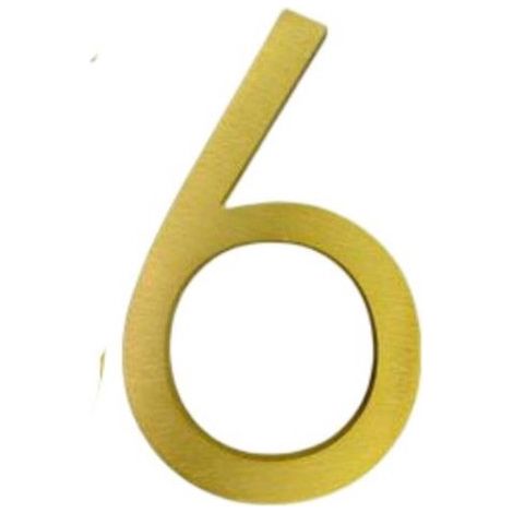 Número de casa de metal color dorado，12,7 cm，Número 6，Letrero de número de casa，Número de casa flotante，Número de casa de metal，Número de casa 3D (1/5)