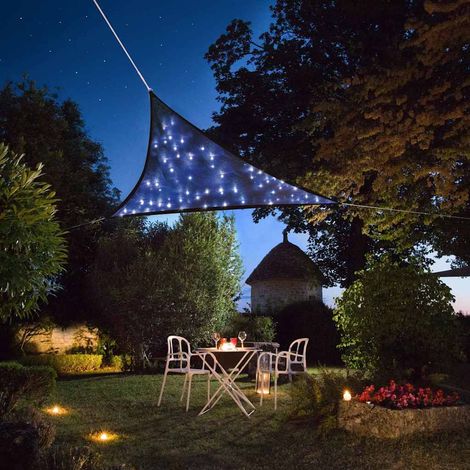 Voile D'ombrage Led - Ciel étoilé - Triangulaire - 3.6 X 3.6 X 3.6 M - Bleu Foncé (1/4)