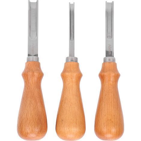 Professionelles 3-teiliges Lederschneidset mit Holzgriff für Heimwerkerarbeiten, Veredelungsarbeiten und Lederzuschnitte (1/5)