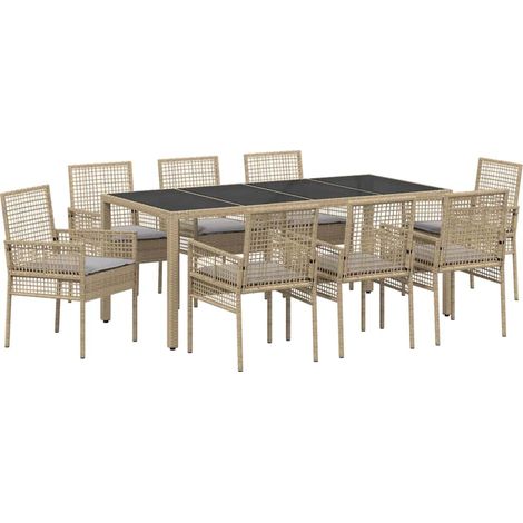 Maison Exclusive - Ensemble de salle à manger pour jardin 9 pcs Beige polyrotin (1/5)
