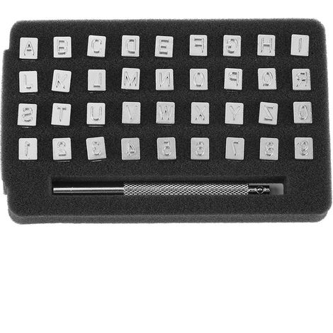 36 pièces poinçons acier lettres chiffres pour impression sur cuir, outil de marquage 6mm DIY (1/5)