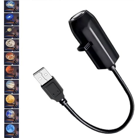 Proyector, Lámpara de noche con planetas y estrellas, Lámpara espacial con planetas, Alimentación USB, 10 patrones, 1 unidad (1/5)