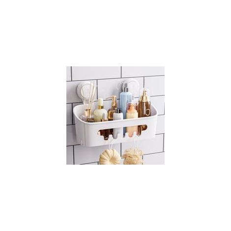 1 panier de douche robuste avec ventouse, panier de rangement amovible sans perçage pour shampoing et produits de toilette, organisateur de cuisine, salle de bain, chambre à coucher