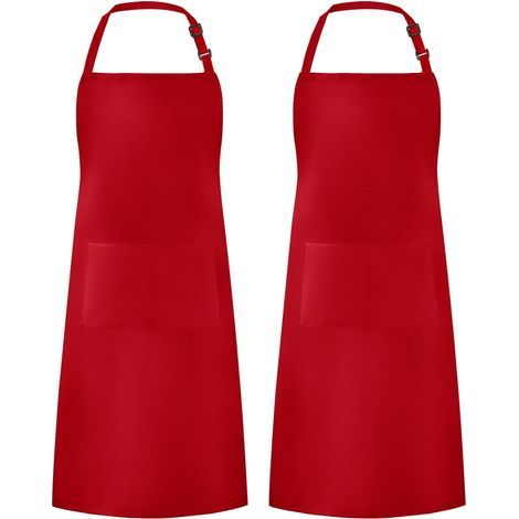 Tablier pour homme et femme, réglable, tabliers de cuisine pour chef avec 2 poches, coton/polycoton/polyester, 33.0727.17in (1/5)