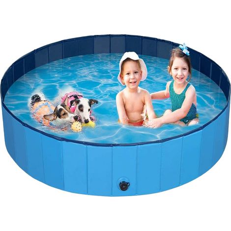 Piscina plegable para perros, PVC, antideslizante, 120 x 30 cm, azul, jardín (1/5)