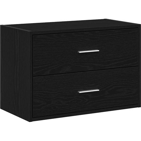 Armadio impilabile con 2 cassetti contenitore versatile 60 x 31 x 40 cm in legno multistrato rovere nero 020051190