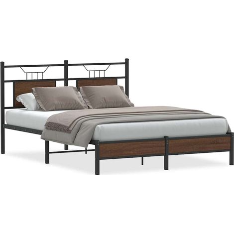 Maison Exclusive - Bettgestell ohne Matratze Braun Eiche 140x200 (1/5)