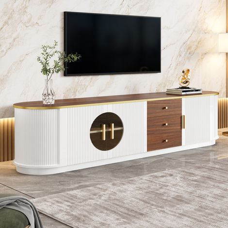 Modernes Retro-TV-Möbel aus MDF und braunem Glas, 180 x 40 x 46 cm (1/5)