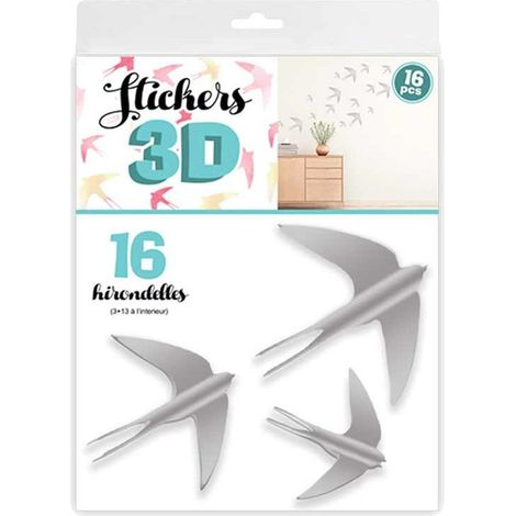 16 Adhésifs décoratifs 3D Hirondelles (1/2)