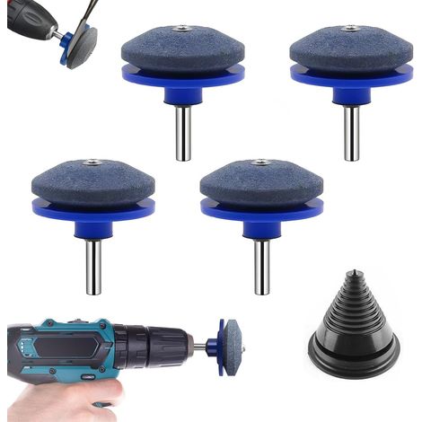 Aiguiseur de lame émoussée pour tondeuse à gazon, aiguiseur de lame de tondeuse à gazon, 4 pièces universel pour toutes les perceuses manuelles électriques (1/5)