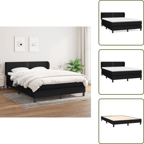 Boxspringbett mit Matratze Schwarz 140x200 cm Stoff - Boxspringbett - Doppelbett - Bett Mit Matratze - Bettrahmen - Lattenrost (1/5)