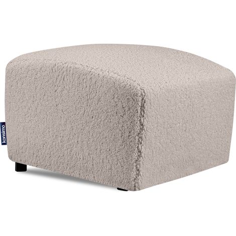 KONSIMO CARO Moderne Pouf in Schafsfellstoff, hellbraun (1/5)