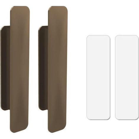 12 Pièces Poignée Porte En Plastique,Poignées de Auto-Adhésives,Poignée De Porte Collante,pour Porte Fenêtre,Tiroir,Armoire,Réfrigérateur,Coller Sur les Poignées pour Portes en Verre (Brun) (1/5)
