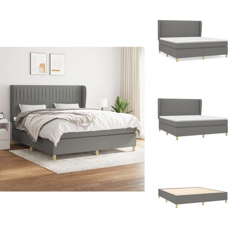 Boxspringbett mit Matratze Dunkelgrau 160x200 cm Stoff - Boxspringbett - Doppelbett - Schlafraum - Bettenrahmen - Lattenrost (1/5)