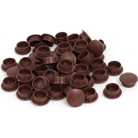 Bouchons de vis filetés en plastique de 12 mm de diamètre, marron, lot de 50 (1/2)