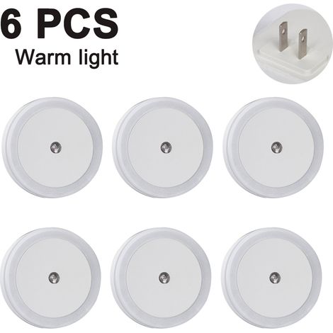 Veilleuse À Détecteur De Luminosité - 6 Pièces - LED Blanc Chaud Ou Blanc Froid - Pour Chambre Salle De Bain Couloir Escalier Cuisine - 62 X 62 X 44 Mm Et 65 X 65 X 47 Mm (1/5)