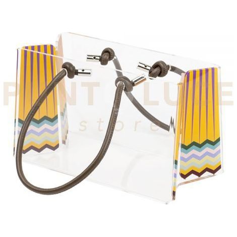 SHOPPER PICCOLA CHARLOTTE IN CRISTALLO ACRILICO TRASPARENTE E CON RAINBOW