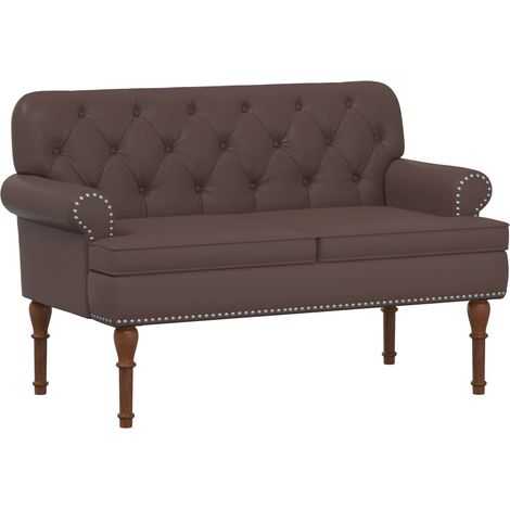 Zweisitzer mit Knopfheftung Braun 120 x 65 x 77 cm Kunstleder vidaXL (1/5)