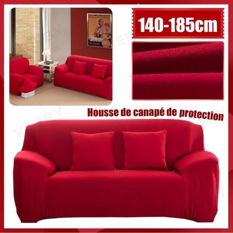 Housse de canapé de protection 2 places en polyester pour meubles de maison douce luxueuse - vin rouge -ABI (1/4)
