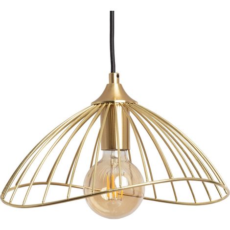 – Suspension métal Kibanda Alfarb doré – Dimensions 1685x280x300mm – Ampoule E27 – Protection IP20 – Câble de suspension réglable (1/5)