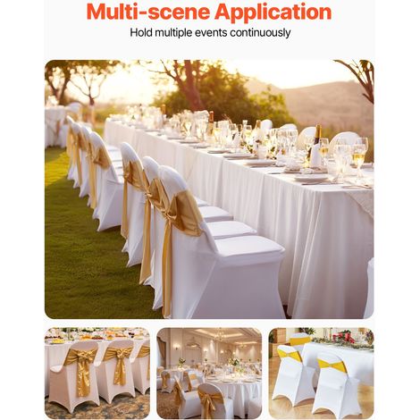 Housse de Chaise 30PCS Housses de Chaise Spandex Extensible Universel Taille Compatible Max. 406x508x762 mm Housses de Chaises Pliantes Amovibles pour Déco Fête Mariage Cérémonie Banquet Blanc (1/5)