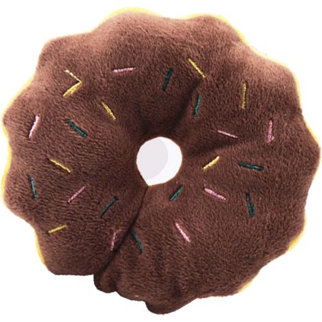 Jouet à mâcher pour animaux de compagnie, peluche douce en forme de beignet, jouet à mordiller pour chiens, réduction de l'anxiété liée au grincement des dents, jouet interactif marron (1/4)
