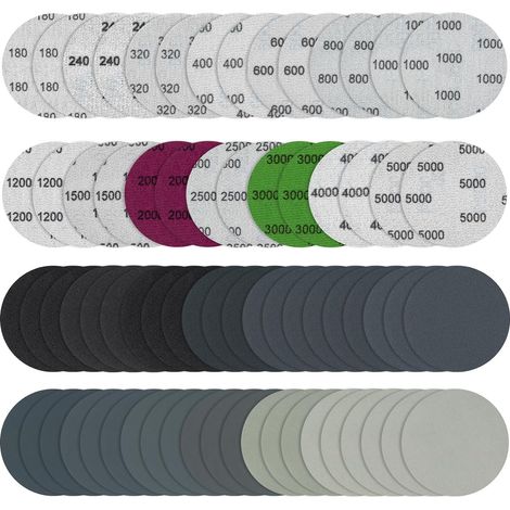 70 Pièces Disques de Ponçage 75mm Disques Abrasifs Auto-Agrippants Grain 180/240/320/400/600/800/1000/1200/1500/2000/2500/3000/4000/5000, Papier de Verre Sec à l'eau, pour Meulage Fraisage Gravure (1/5)