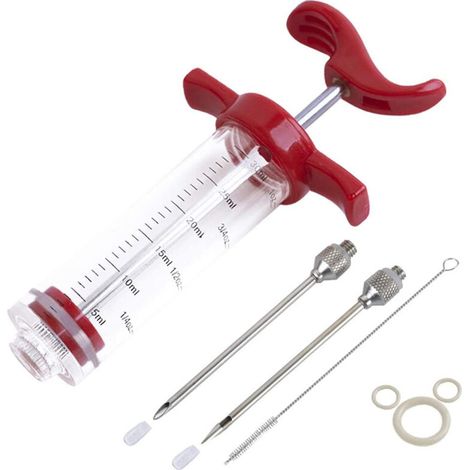 Injecteur de viande, kit d'injecteur de marinade en plastique pour barbecue, seringue d'injecteur de dinde (1 aiguille à viande en acier inoxydable) pour barbecue fumé à la dinde 30 ml (1/5)