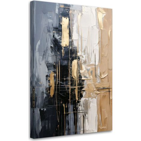Quadro su tela, Astrazione geometrica Oro Beige Grigio - 80x120 (1/3)