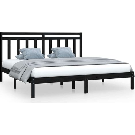 Maison Exclusive - Massivholzbett Schwarz 200x200 cm (1/5)