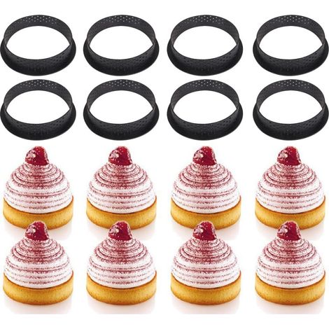 8-teiliges Set perforierter Kuchenausstecher, runde Mousse-Kreisringe (1/5)