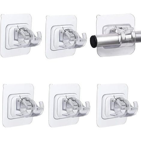 Barras de cortina autoadhesivas, soportes de cortina aptos para montaje en pared, toalleros y ganchos para cortinas. (1/2)