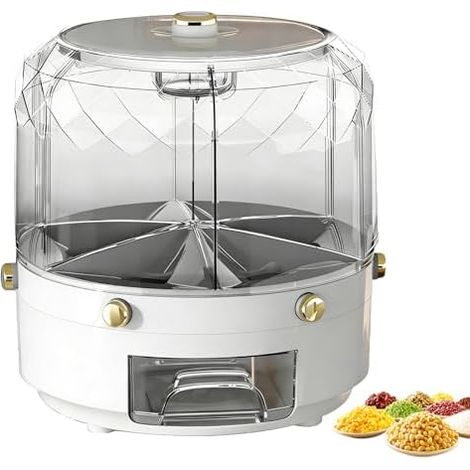 Distributeur de riz scellé rotatif à 360 degrés, boîte à riz robuste avec fenêtre d'inventaire visuel, boîte de rangement pour céréales rotatives