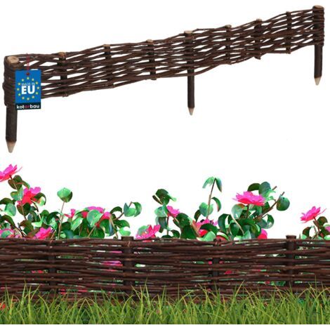 Clôture Bois  - Bordure Jardin Extérieur - 110 x 10 cm - Bordure de Jardin en Osier à Planter - Marron - Cloture en Osier - Décoration Extérieure-NANOTEH (1/5)