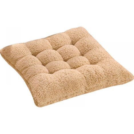 (40cm, Brown) Comfortable Artificial Lambswool Chair Cushion, Soft Fluffy Chair Seat Pad Plush Cushion for Home Office Meditation