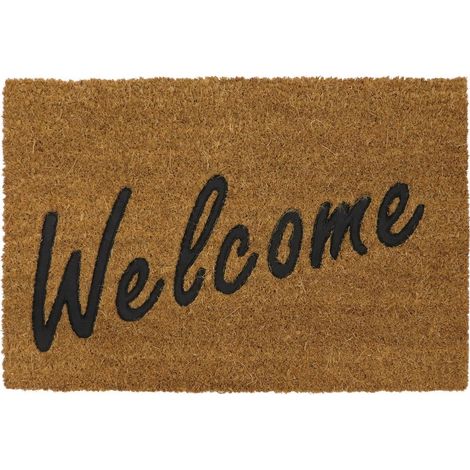 Rubber Embossed PVC Backed Coir Doormat, 40x60cm, Welcome (1/4)