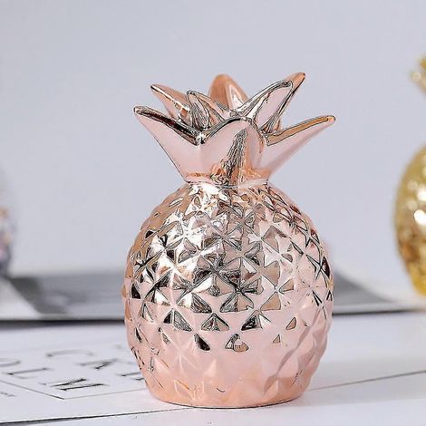 Tirelire en céramique en forme d'ananas, représentant un cochon doré, décoration intérieure de style nordique. (1/3)