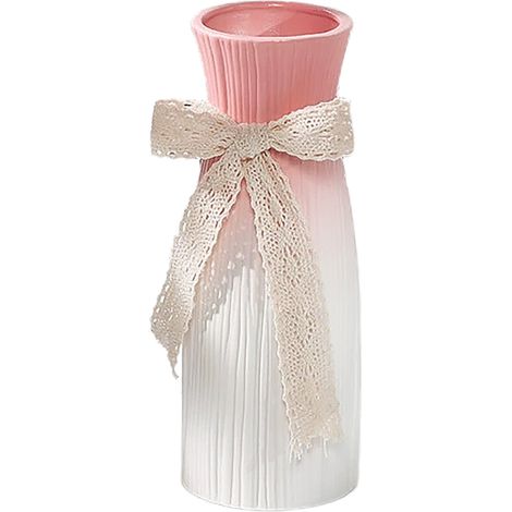 Vase en céramique style nordique rose dégradé idéal pour fleurs séchées décoration intérieure salon entrée (1/5)