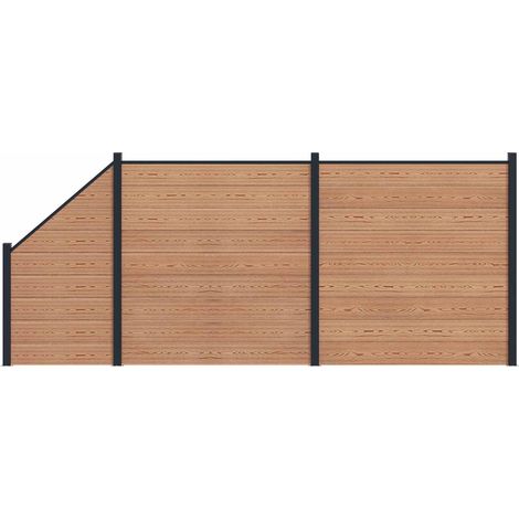 Fence Panel 3 pcs WPC and Aluminium Brown vidaXL