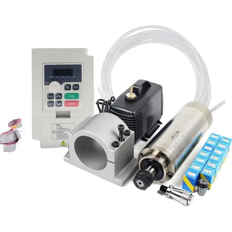 Motor de husillo para fresadora CNC, refrigerado por agua, de alto rendimiento, kit completo. (1/2)