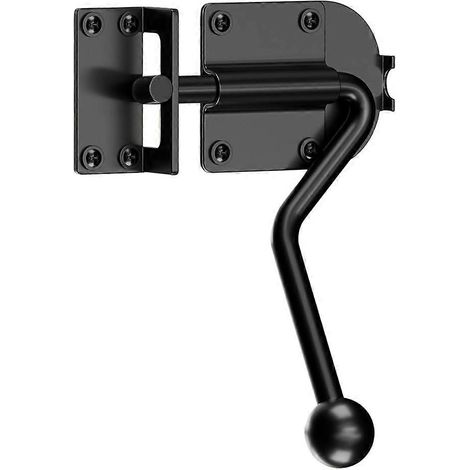 Verrou coulissant robuste avec poignée ronde ergonomique, quincaillerie noire pour portail extérieur en bois, porte de cabanon (1/5)