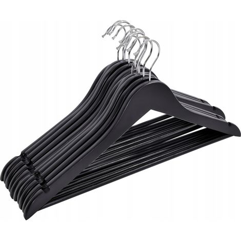 Cintre en bois Rondo, lot de 10, noir (1/5)