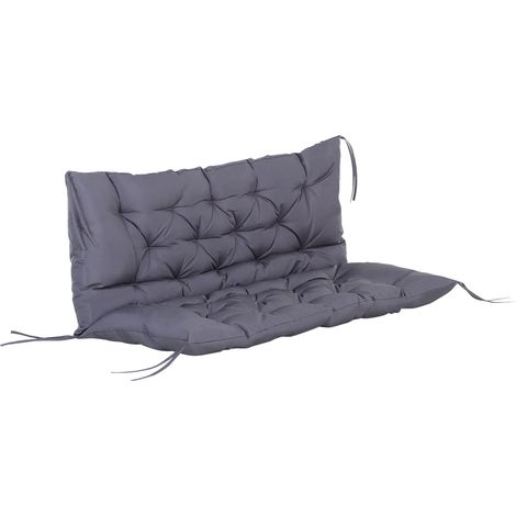 Gartenbankkissen, 2-Sitzer-Schaukelstuhlkissen, Sitzpolster mit Bändern für drinnen und draußen, 132 x 110 cm, Dunkelgrau