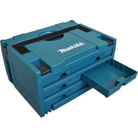 Makita – Organisateur de pièces de rechange Makpac – Boîte avec tiroirs 295x395x210mm – 6 compartiments pour vis et accessoires – Compatible avec systèmes Makpac - P-84333
