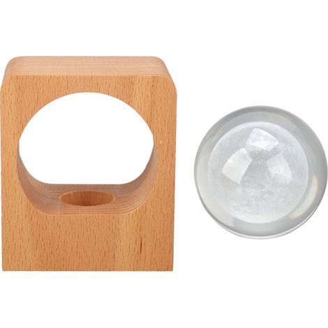 Veilleuse boule de cristal avec lettrage à motif d'étagère en hêtre, décoration vintage, lampe de nuit en verre pour la maison, lune