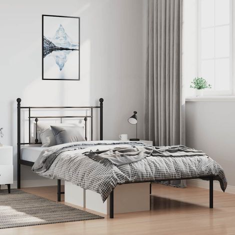 Bettgestell mit Kopfteil Metall Schwarz 100x200 cm vidaXL (1/5)