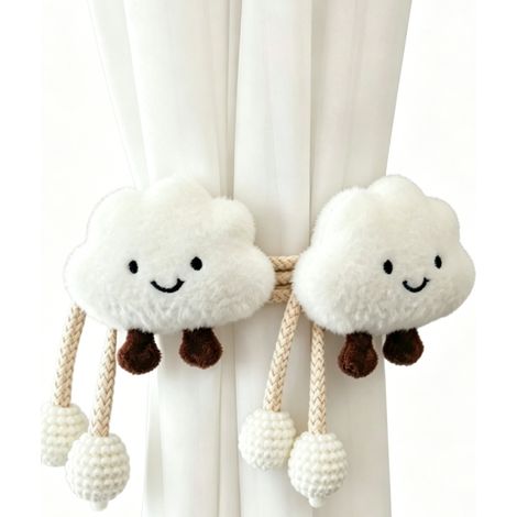 Embrasse Rideau Nuage 3D - Corde Coton Et Peluche - Décoration Chambre Enfant - Lot De 2 (1/5)